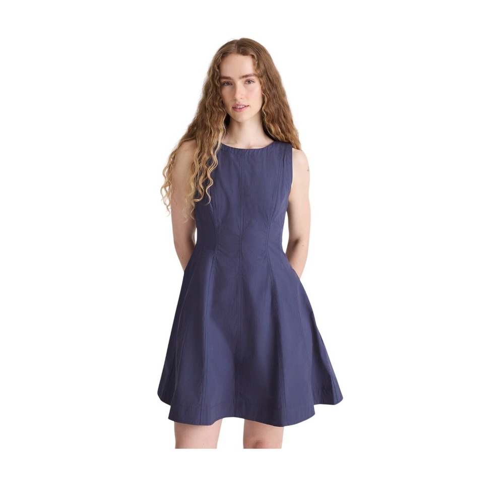 Madewell The Rylee Mini Dress‎ Petrol Navy Heavyweight Cotton Poplin Cotton 8